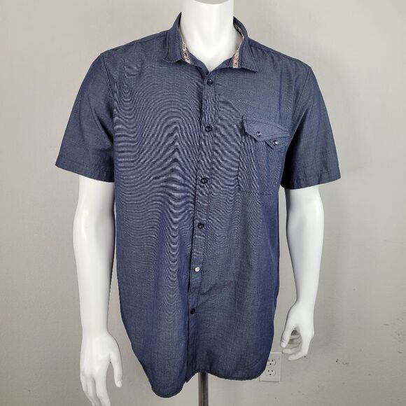 Amplify Button Front Collared‎ Blue Gray Shirt - Picture 1 of 9